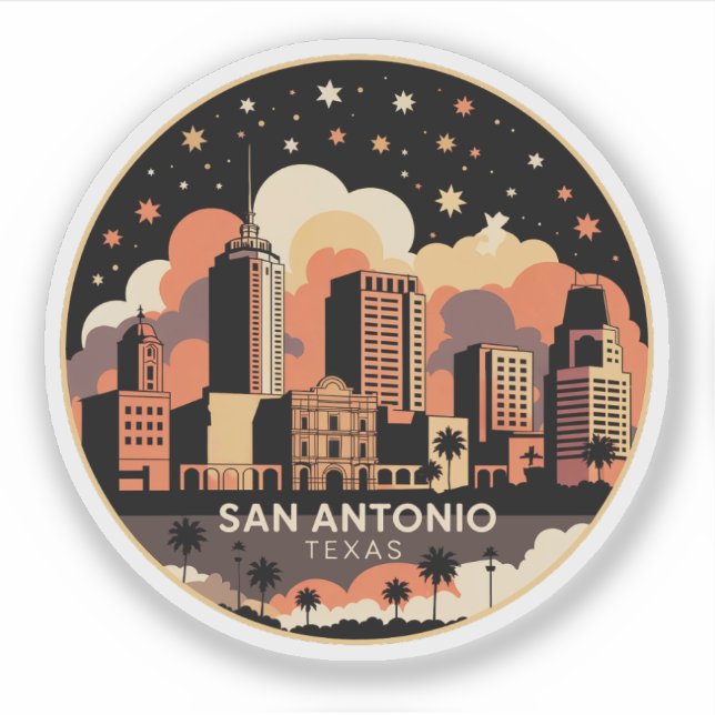 Sticker San Antonio City Texas USA Minimaliste (Devant)