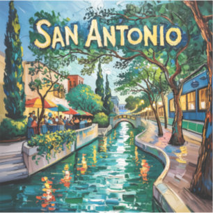 Sticker San Antonio Texas River Walk Van Gogh Ville Vibran