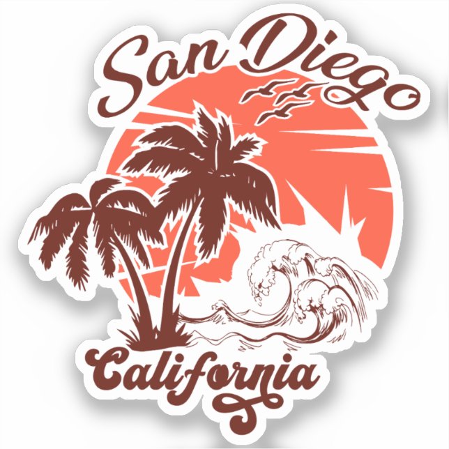 Sticker San Diego California Sunset Palm Trees Souvenirs (Recto)