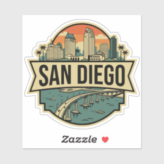 Sticker San Diego ligne d'horizon rétro Californie Voyage 
