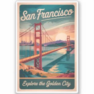 Sticker San Francisco California Golden Gate Bridge Travel