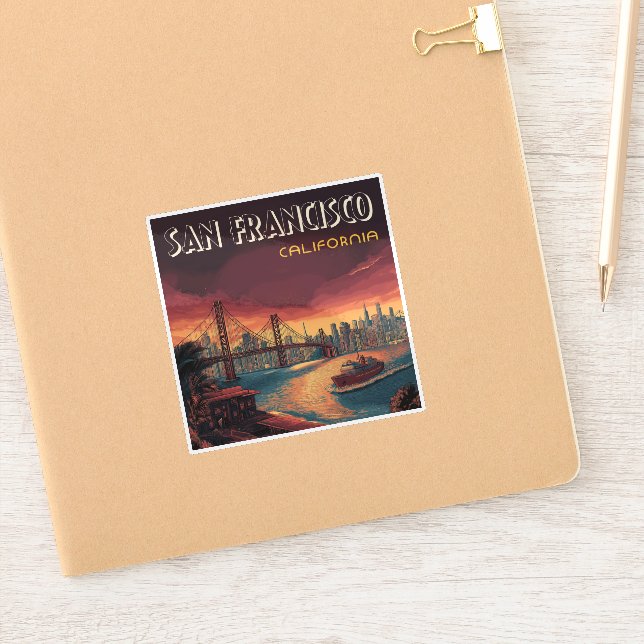 Sticker San Francisco Skyline avec Golden Gate Bridge (Carnet)