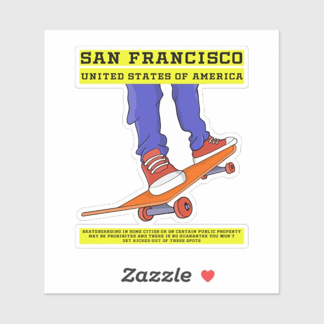 Sticker San Francisco, USA Patinage (Feuille)