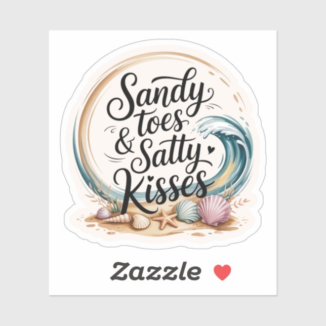 Sticker Sandy Toes & Salty Kisses Boho Beach (Feuille)