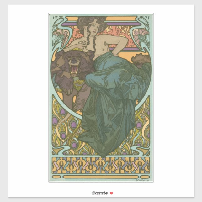 Sticker Sans titre par Alphonse Mucha (1902) (Feuille)