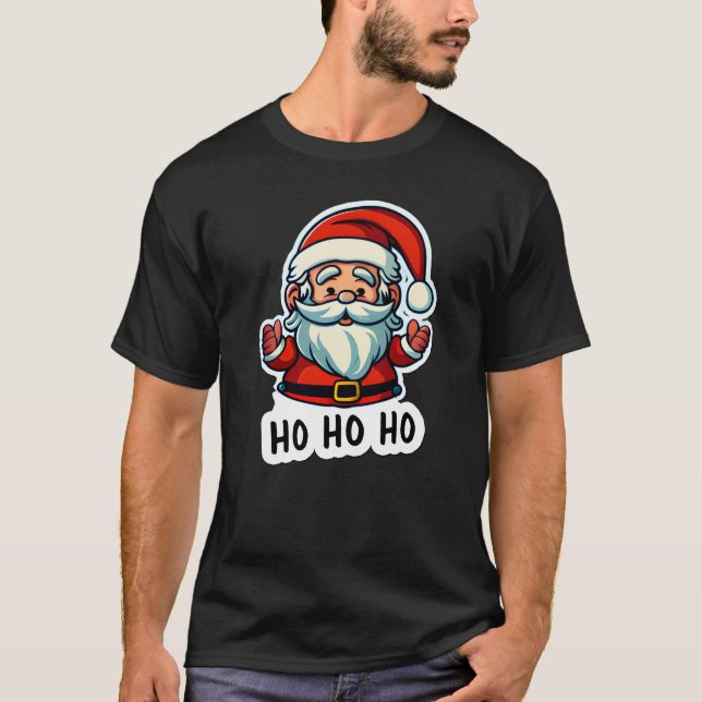 Sticker Santa Claus Art Basic Dark T-Shirt (Devant)