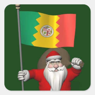 Sticker Santa Claus Avec L'Enseigne De Los Angeles