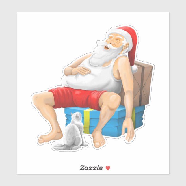 Sticker Santa Claus has fallen asleep on Christmas Eve (Feuille)