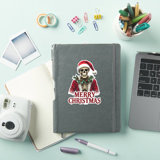 Sticker Santa Claus Skeleton Outfit Skull Funny Christmas  (Couverture iPad)
