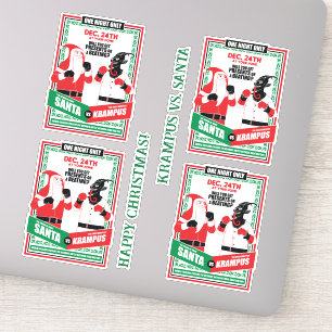 Sticker Santa Claus vs Krampus Boxing Match Good vs Evil