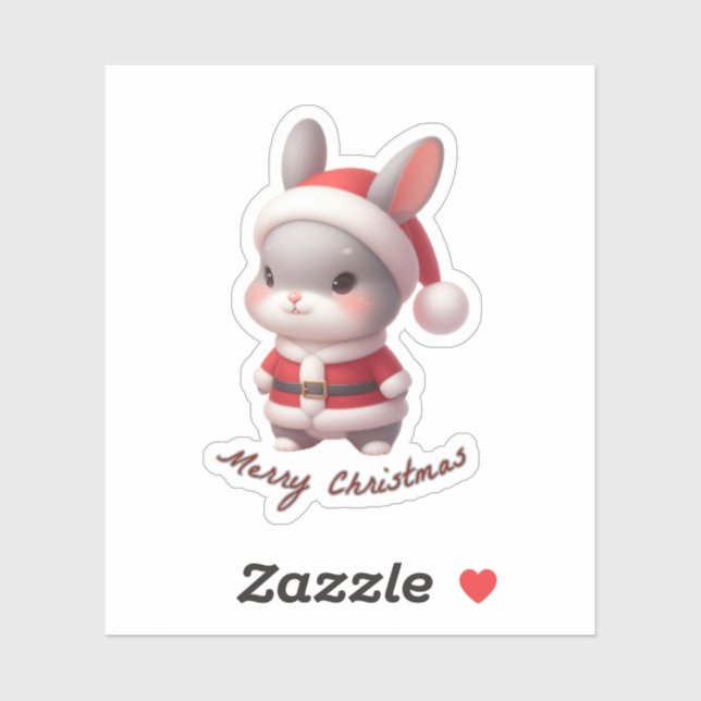 Sticker santa clause lapin, animaux amusants (Feuille)