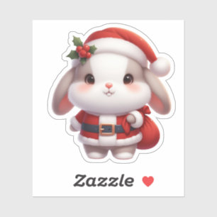 Sticker santa, clause lapin, mignon lapin