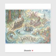 Santa Cruz Californie Carte Illustrée Mythique