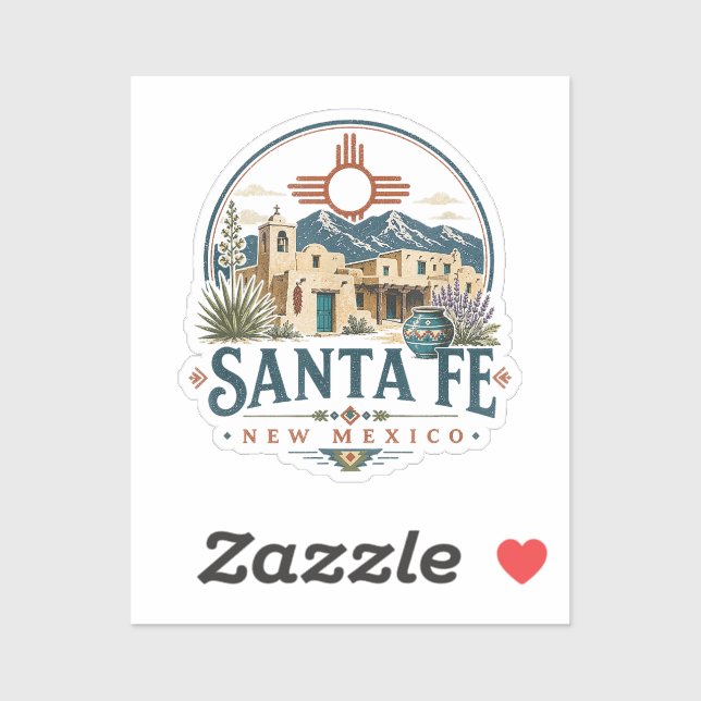 Sticker Santa Fe Nouveau-Mexique Architecture Adobe Sud-Ou (Feuille)