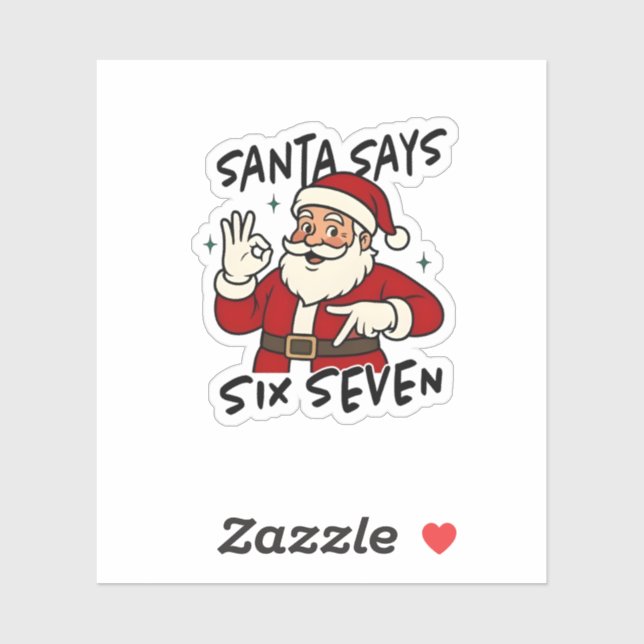 Sticker Santa Says Six Seven 6 7 Funny Brainrot Christmas (Feuille)