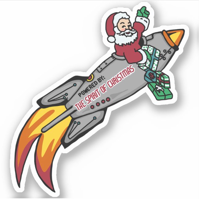 Sticker Santa's Rocket Ship (Devant)