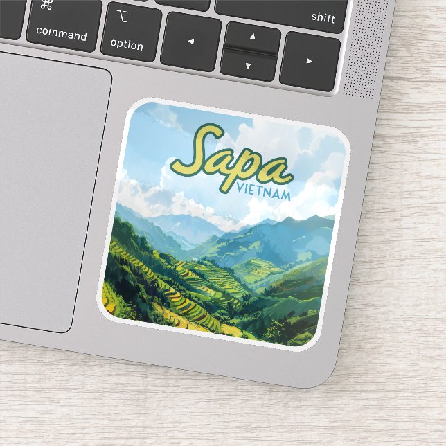 Sticker Sapa Vietnam Asie Rice Terrasses Vintage voyage (Détail)