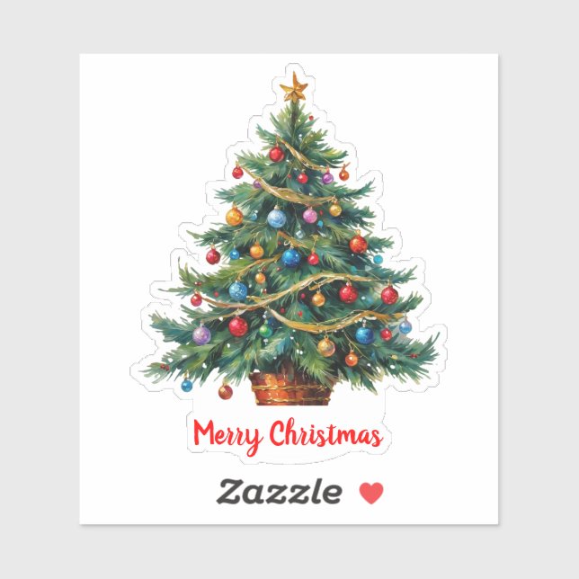Sticker Sapin de Noël Coloré Moderne (Feuille)