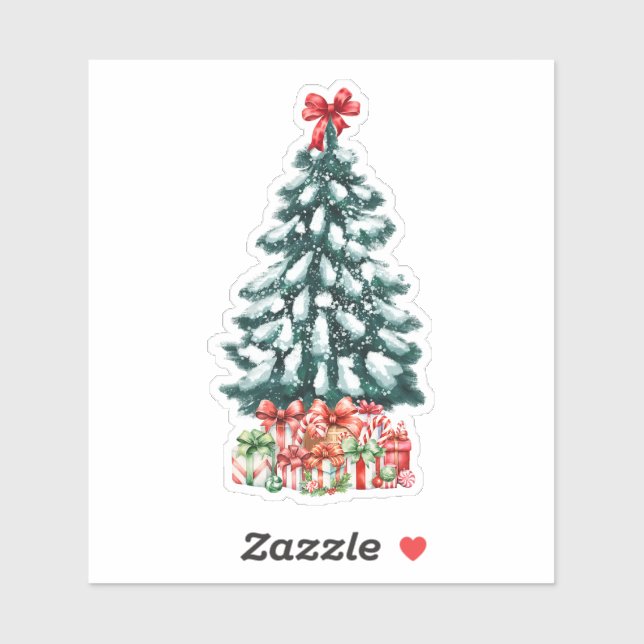 Sticker Sapin de Noël enneigé (Feuille)