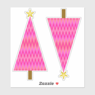 Sticker Sapin de Noël Moderne Rétro Ombre Rose Corail