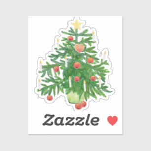 Sticker Sapin de Noël vintage avec un cookie en forme d'ét