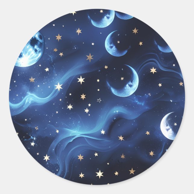 Sticker - Sapphire Blue Celestial Moon Design (Devant)