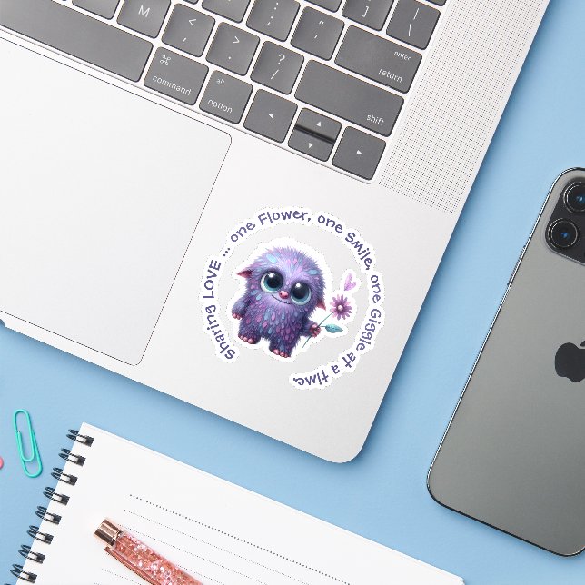 Sticker Sarah : Partager l'amour avec dire (Ordinateur portable avec iPhone)