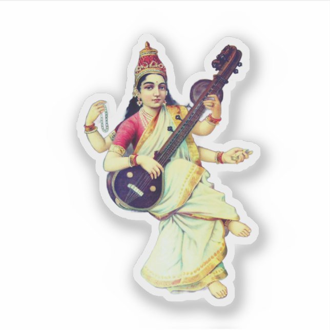 Sticker Saraswati, Hindu Goddess (Devant)