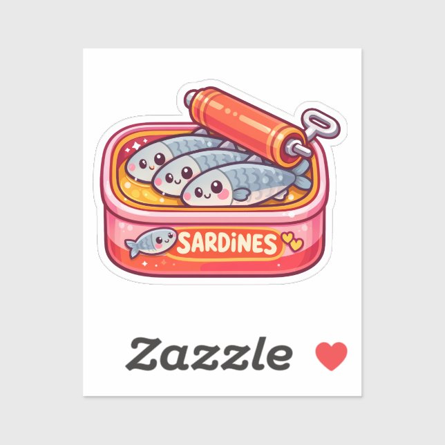 Sticker Sardines Mignonnes Peuvent Rose Orange (Feuille)