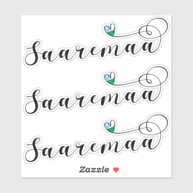 Sticker Saremaa, Coeur Drapeau, Estonie (Feuille)