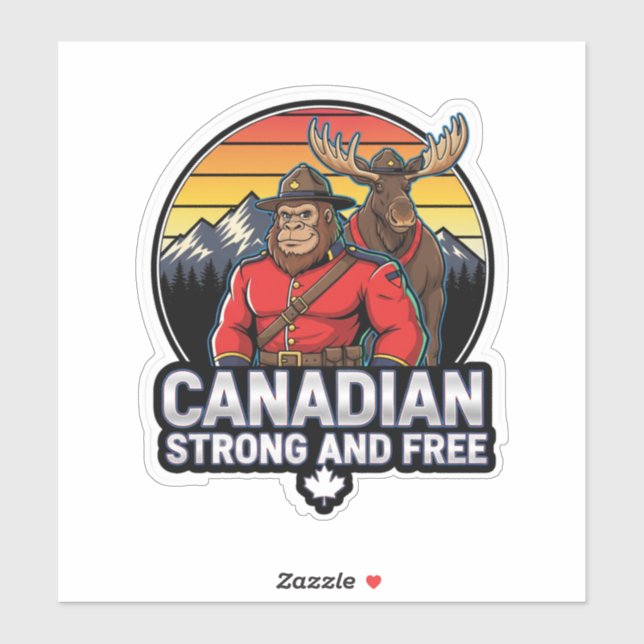 Sticker Sasquatch Canadien Fort Et Libre (Feuille)
