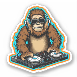 Sticker Sasquatch DJ Vinyl
