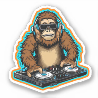 Sticker Sasquatch DJ Vinyl