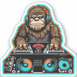Sticker Sasquatch DJ Vinyl