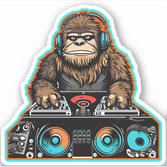 Sticker Sasquatch DJ Vinyl (Devant)