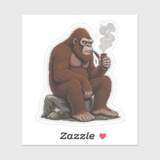Sticker Sasquatch fumant une pipe (Feuille)