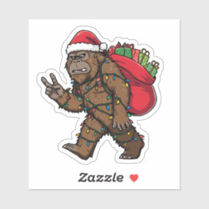 Sticker Sasquatch Père Noël : drôle de Noël de Bigfoot