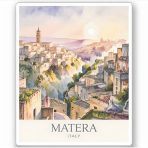 Sticker Sassi di Matera Voyage Italie Ville Grotte Aquarel