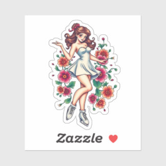 Sticker Sassy Tattoo Style Patineur sur glace