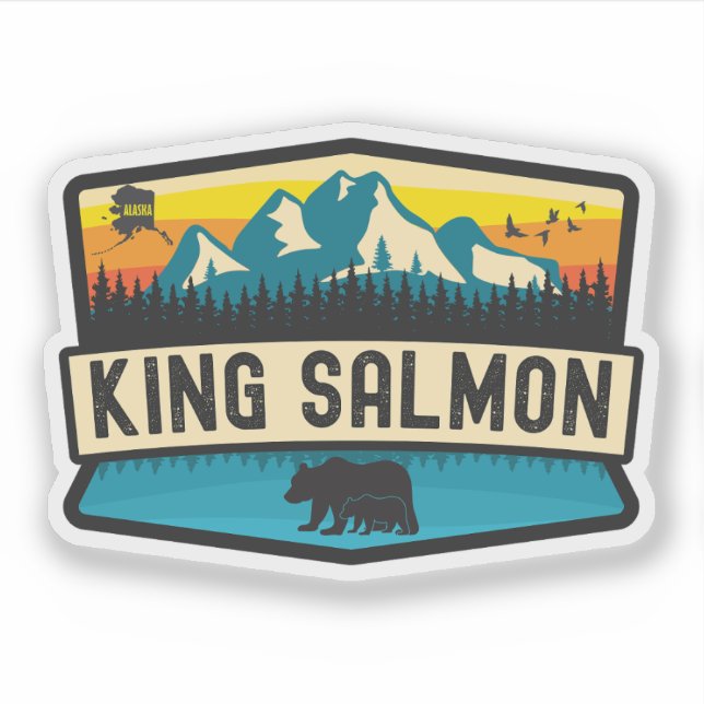 Sticker Saumon royal, Alaska (Devant)