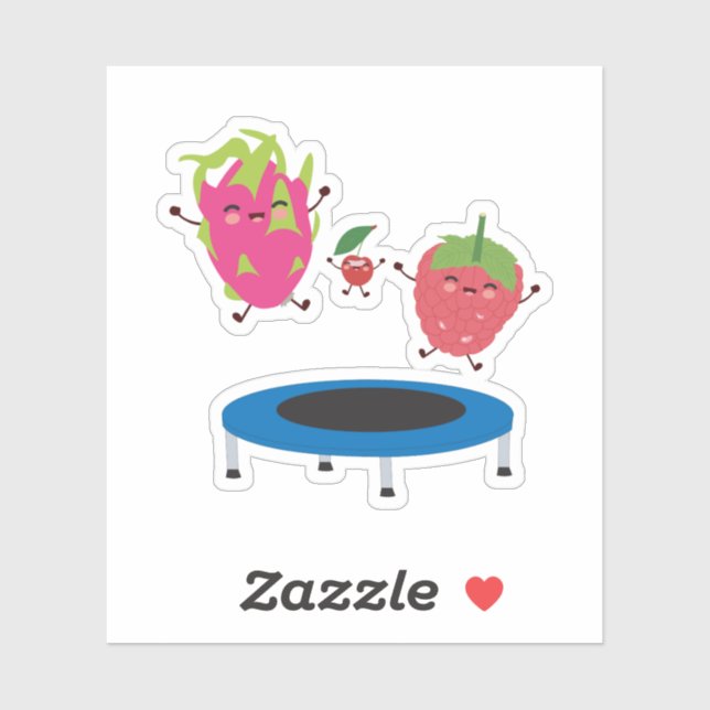 Sticker Sauts De Fruits Sur Trampoline (Feuille)