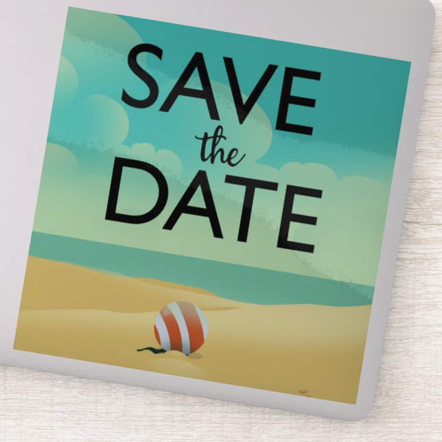 Sticker Sauvegarder la Date Vintage Beach (Détail)