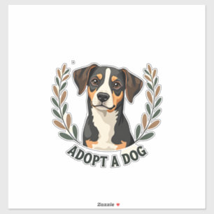Sticker Sauver une vie Adopter un chien Illustration vinta