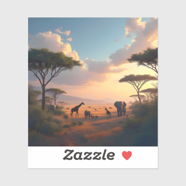 Sticker Savannah Dawn – Paysage Lever de Soleil Africain C (Feuille)