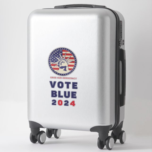 Sticker Save Democracy Vote Blue 2024 Election XL Decal (Sur valise)