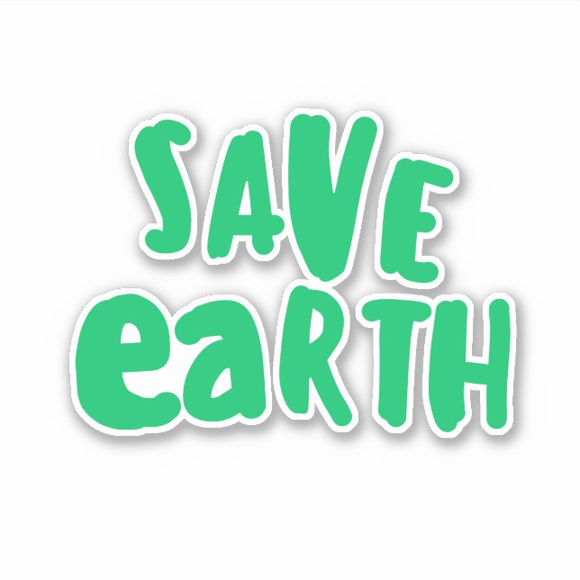 Sticker Save Earth day Typography, Eco Environmental  (Devant)