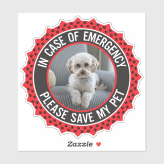 Sticker Save My Pet Safety Alert Name Photo Custom Color S