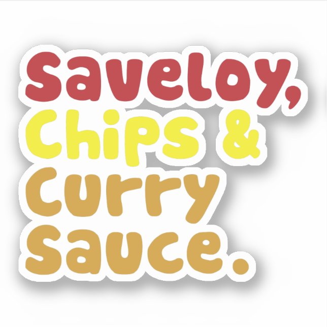 Sticker Saveloy, chips & Curry Sauce. (Devant)