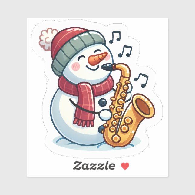 Sticker Saxophoniste des neiges à Noël (Feuille)