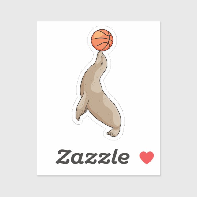Sticker Sceau avec basket-ball (Feuille)